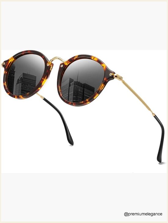 Round Polarized Sunglasses Women Trendy Retro Tortoise Circle Frame main image 4